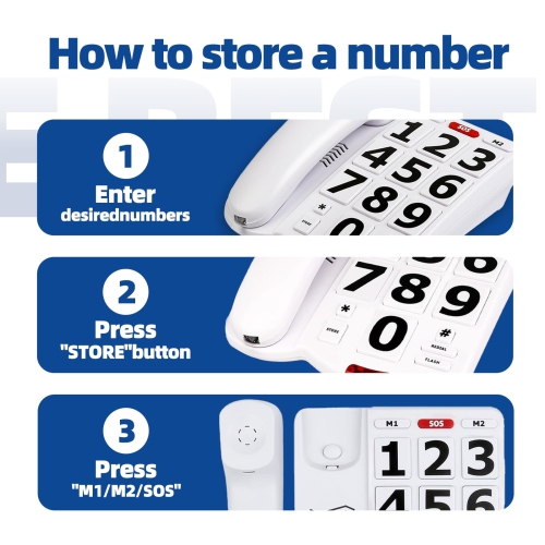 Big Button Phones for Seniors, Elderly Land Line Phones, Large Button Home Telephone for the Visually Impaired