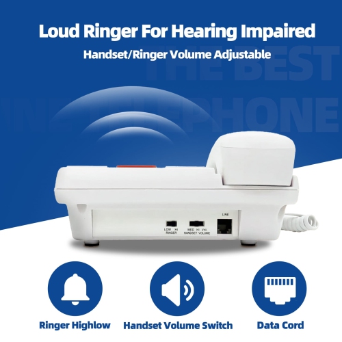 Big Button Phones for Seniors, Elderly Land Line Phones, Large Button Home Telephone for the Visually Impaired