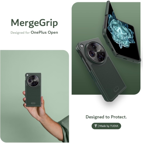 Étui MergeGrip de TUDIA compatible avec étui ouvert OnePlus/étui Oppo Find N3 - Vert pin