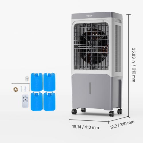 VEVOR 1800 CFM Evaporative Air Cooler, with 6.8 Gallon Water Tank Swamp Cooler, Portable Cooling Fan with Remote Control, 12H Timer, 4 Ice Boxes,