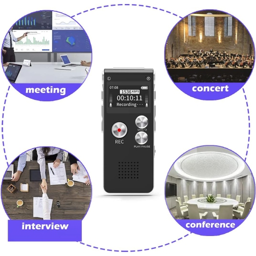 Digital Voice Recorder 16GB Voice Recorder with Playback for Lectures - USB Rechargeable Dictaphone Upgraded