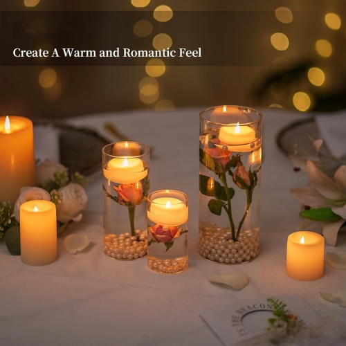 NIERBO Glass Hurricane Candle Holder Set of 6, for Table Centerpiece, Modern Cylinder Vases for Centerpieces, Glass Candle Cylinders Clear Candle