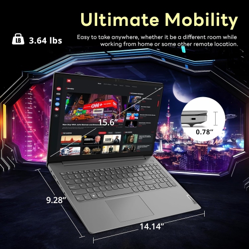 Lenovo V15 G4 IRU 15.6" FHD Laptop, Intel i7-13620H, 16GB RAM, 1.5TB Storage, ‎Intel UHD Graphics, Numeric Keypad, Windows 11 Pro, Gray