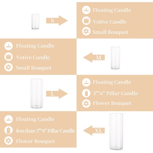 NIERBO Glass Hurricane Candle Holder Set of 30, for Table Centerpiece, Modern Cylinder Vases, Glass Candle Cylinders Clear Candle Vase Decorative for