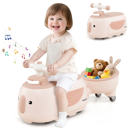 GYMAX  2-In-1 Kids Ride On Toy Toddlers Sliding Car W/detachable Trailer for Children