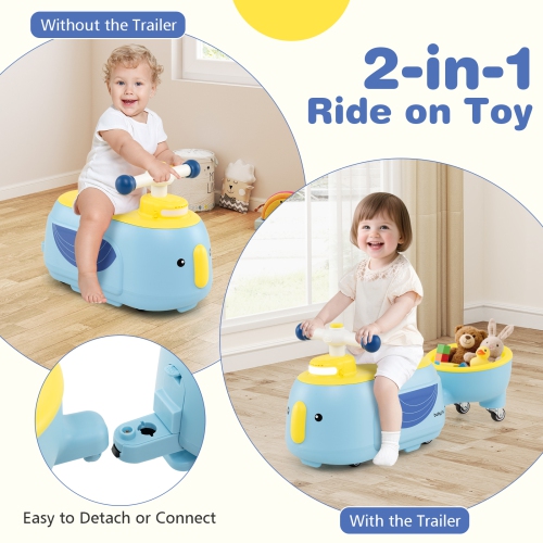 Gymax 2-in-1 Kids Ride on Toy Toddlers Sliding Car w/Detachable Trailer for Children