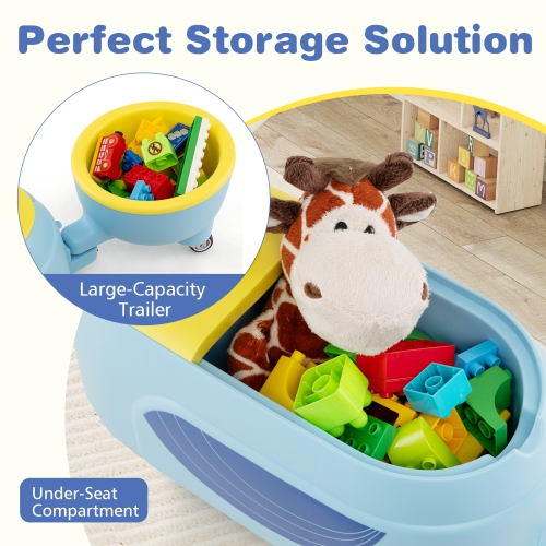 Gymax 2-in-1 Kids Ride on Toy Toddlers Sliding Car w/Detachable Trailer for Children