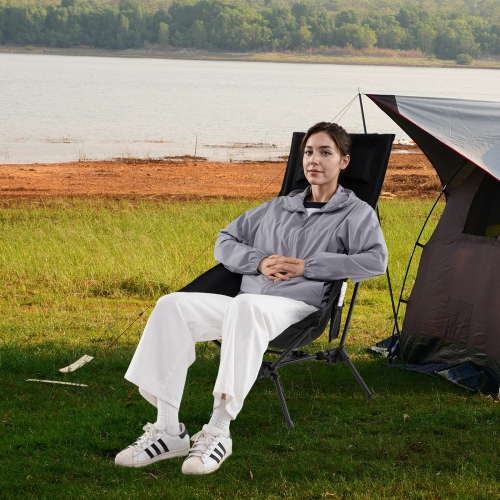 Gymax Ultra-Lightweight Camping Chair Portable Lawn Chair w/Triangular Aluminum Frame