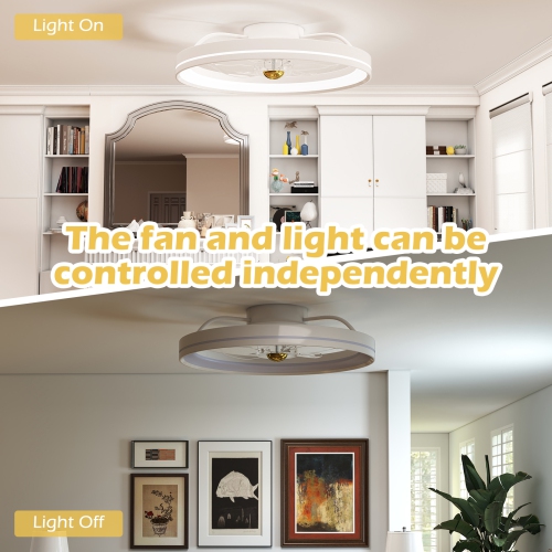 Gymax 3000-6500K Dimmable Modern Flush Mount LED Fan Light w/ 3 Color Temperature