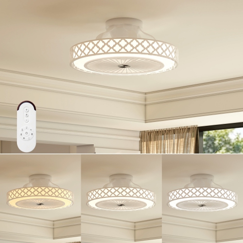 Gymax Ceiling Fan w/ Lights & Remote 3000-6500K Modern Flush Mount LED Fan Light