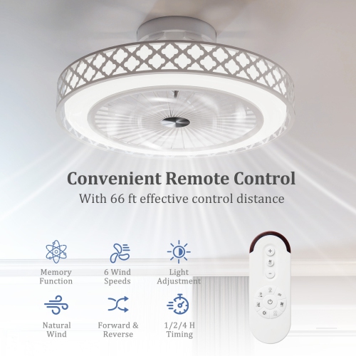 Gymax Ceiling Fan w/ Lights & Remote 3000-6500K Modern Flush Mount LED Fan Light