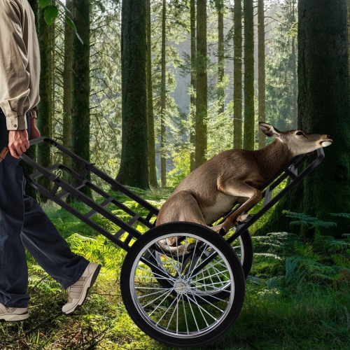 Gymax 550 LBS Double-Layer Deer Cart w/20'' Rubber Wheels Heavy-Duty Flat Hauling Dolly