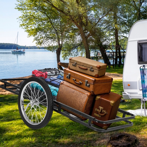 Gymax 550 LBS Double-Layer Deer Cart w/20'' Rubber Wheels Heavy-Duty Flat Hauling Dolly