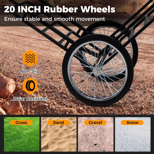 Gymax 550 LBS Double-Layer Deer Cart w/20'' Rubber Wheels Heavy-Duty Flat Hauling Dolly