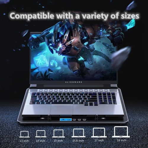 Laptop Cooling Pad, Laptop Cooler for 13-18 Inch Laptops with 6 Silent Fans, Adjustable Speed, 2 USB Ports and Phone Holder Red