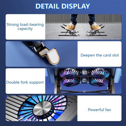 Aluminum Laptop Cooling Pad Laptop Radiator for Laptop Gaming Fan Stabilizing Stand Adjustable Cooling Folding Stand