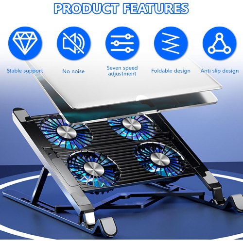 Aluminum Laptop Cooling Pad Laptop Radiator for Laptop Gaming Fan Stabilizing Stand Adjustable Cooling Folding Stand