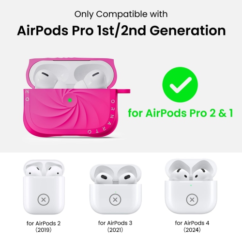 Étui Vortuxe d'Orparto pour AirPods Pro 2 et 1 – 2X MIL-STD, protection contre les chutes, étui antichoc en silicone liquide avec mousqueton, étui