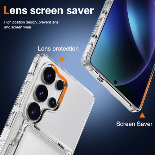 Suitable for Samsung S23 Ultra transparent Phone Case Flip Card Holder Protective Cover Transparent TPU Card Phone Case with Card Slot Pocket Clip -