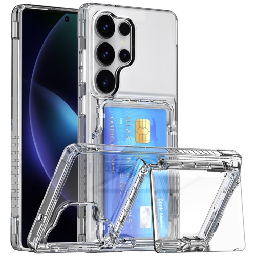 Suitable for Samsung S24 Ultra transparent mobile phone case flip card wallet protective cover transparent TPU card mobile phone case with