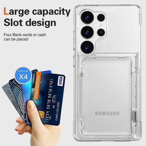 Suitable for Samsung S24 Ultra transparent mobile phone case flip card wallet protective cover transparent TPU card mobile phone case with