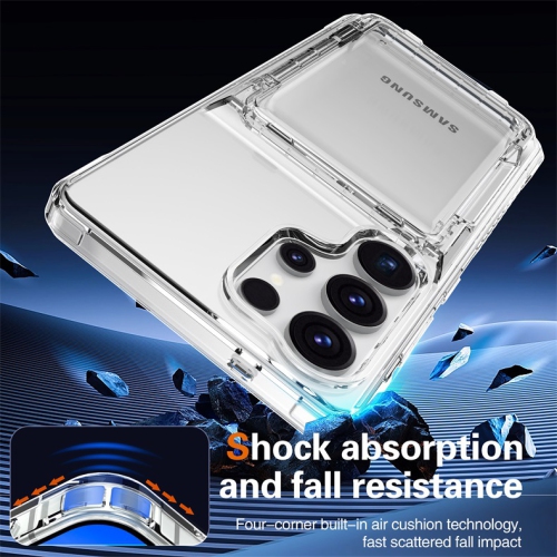 Suitable for Samsung S24 transparent mobile phone case flip card wallet protective cover transparent TPU card mobile phone case with transparent card