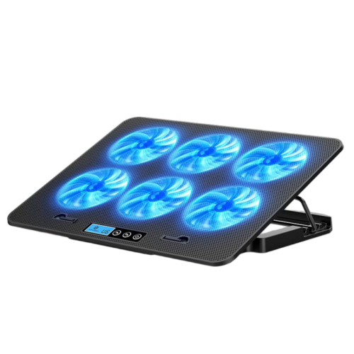 Laptop Cooler, Portable USB Power Supply, 6 Fans for 13 to 18 Inch Cooling Pad with Digital Display
