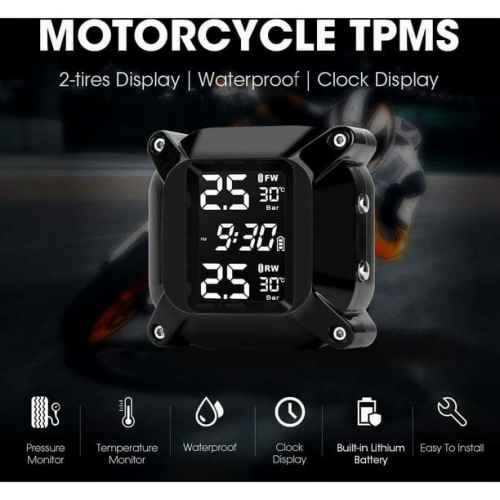 Motorcycle tire pressure monitor, external wireless high-precision detection system tire pressure gauge with 2 sensors