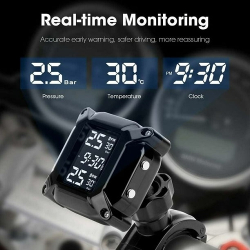Motorcycle tire pressure monitor, external wireless high-precision detection system tire pressure gauge with 2 sensors
