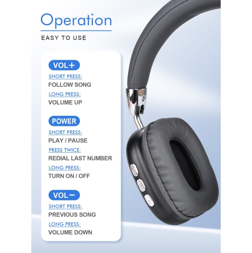 Bluetooth Headset with Full Compatibility, Ultra-Long Battery Life, Low Latency, HD Calling, Wireless Earphones, Audio and Video Synchronization -