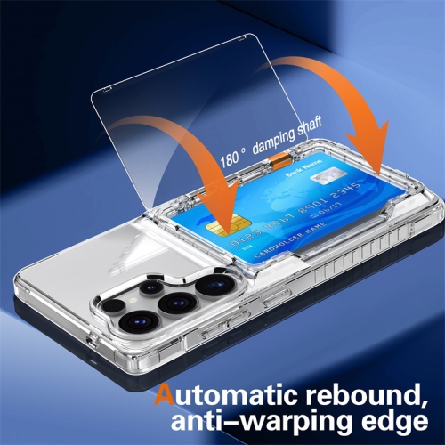 Suitable for Samsung S23 Ultra transparent mobile phone case flip card holder protective cover transparent TPU card mobile phone case with card slot