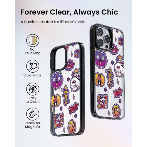 ORNARTO for iPhone 16 Pro Max Case 6.9" with Camera Control, Compatible with MagSafe,Clear Protective Cover with Glossy Pattern|Shockproof Designer