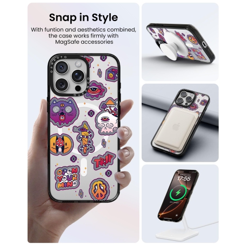 ORNARTO for iPhone 16 Pro Max Case 6.9" with Camera Control, Compatible with MagSafe,Clear Protective Cover with Glossy Pattern|Shockproof Designer