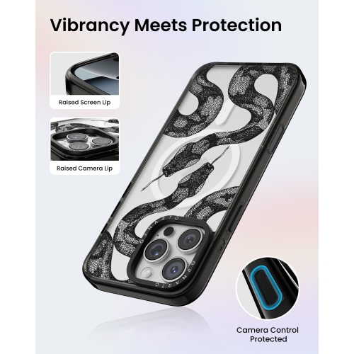 ORNARTO for iPhone 16 Pro Max Case 6.9" with Camera Control, Compatible with MagSafe,Clear Protective Cover with Glossy Pattern|Shockproof Designer
