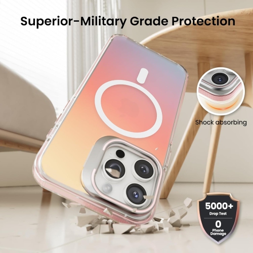 Étui ORNARTO pour iPhone 15 Pro de 6,1&nbsp;po, étui de téléphone avec support intégré compatible avec MagSafe, couverture holographique iridescente,