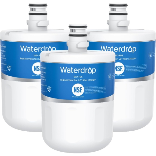 WATERDROP  5231Ja2002A Refrigerator Water Filter, Replacement for Lg® Lt500P®, Gen11042Fr-08, Adq72910911, Adq72910901, Kenmore 9890, 46-9890, 3 Pack