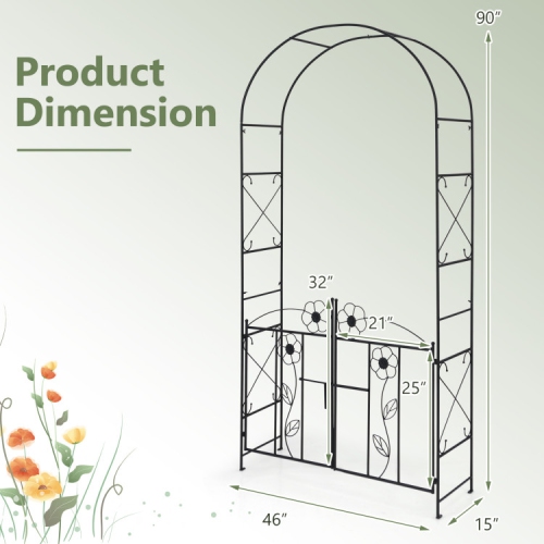 2-in-1 Garden Arbor with Door and Latch for Lawn and Outdoor Entryway