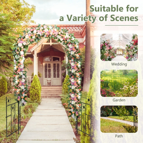 2-in-1 Garden Arbor with Door and Latch for Lawn and Outdoor Entryway