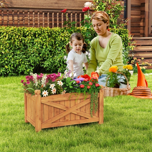 Lit de jardin en bois surélevé avec trous de drainage pour la cour arrière et le patio