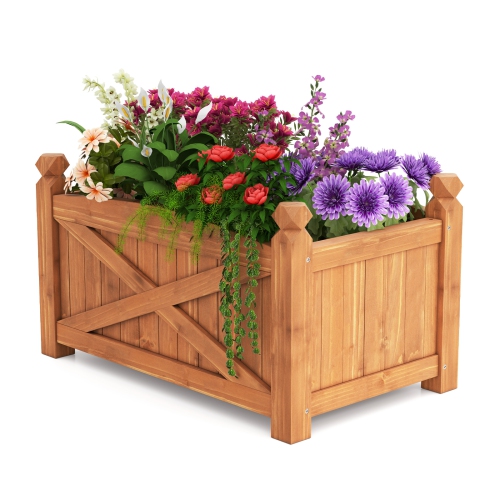 Lit de jardin en bois surélevé avec trous de drainage pour la cour arrière et le patio