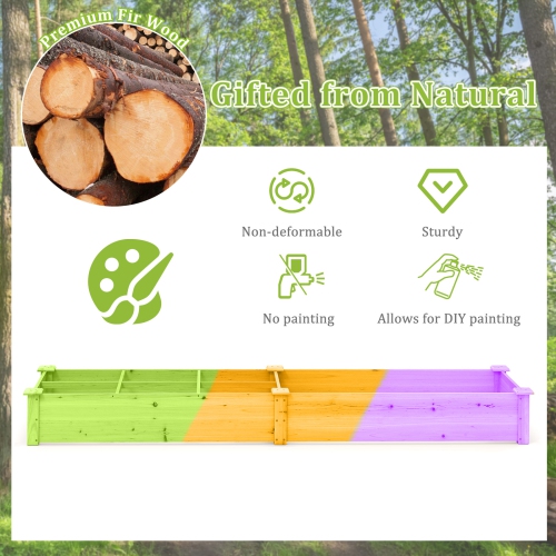 Jardinière surélevée en bois avec 2 jardinières et séparateurs intégrés