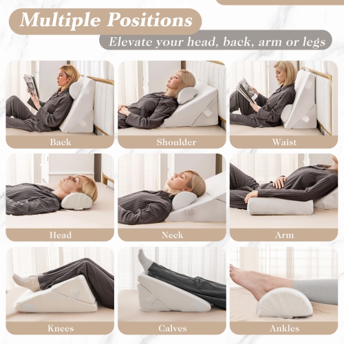 3-Piece Bed Wedge Pillow Set with Soft Air Memory Foam Design