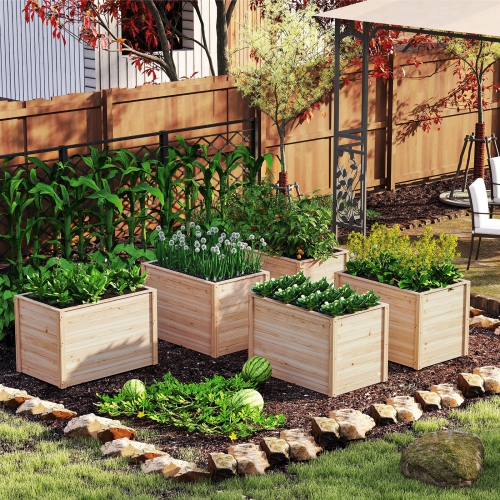 Jardinière surélevée en bois avec base ouverte surélevée