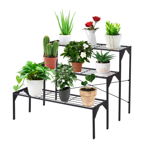 Outdoor 3 Tier Metal Plant Stand with Heavy-Duty Rack for Flower Pots