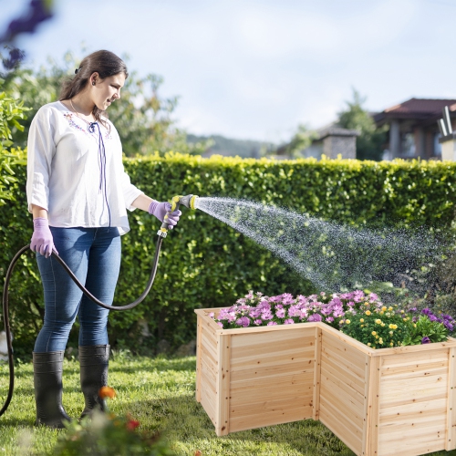 Bac de jardin surélevé en L avec base ouverte pour fleurs et légumes
