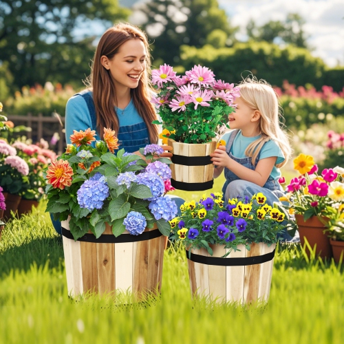 Ensemble de 3 jardinières en bois pour l'extérieur avec trous de drainage pour le jardin