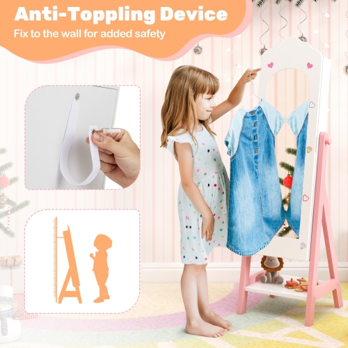 Children’s Vanity Table and Jewelry Cabinet Set with Full-Length Mirror