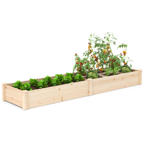 Jardinière surélevée en bois avec base ouverte, 2 jardinières et séparateur