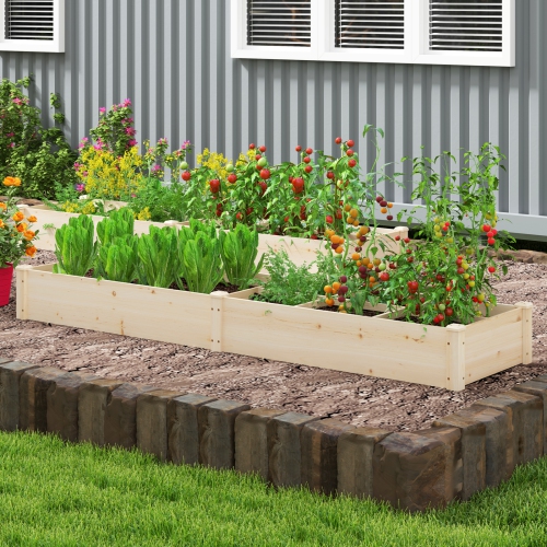 Jardinière surélevée en bois avec base ouverte, 2 jardinières et séparateur