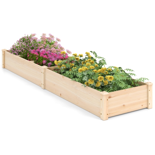 Jardinière surélevée en bois avec base ouverte, 2 jardinières et séparateur